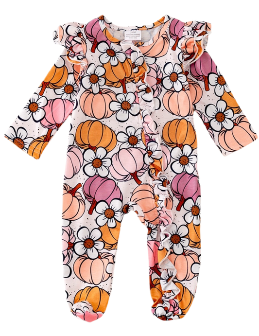 Floral Pumpkin Ruffle Sleeper