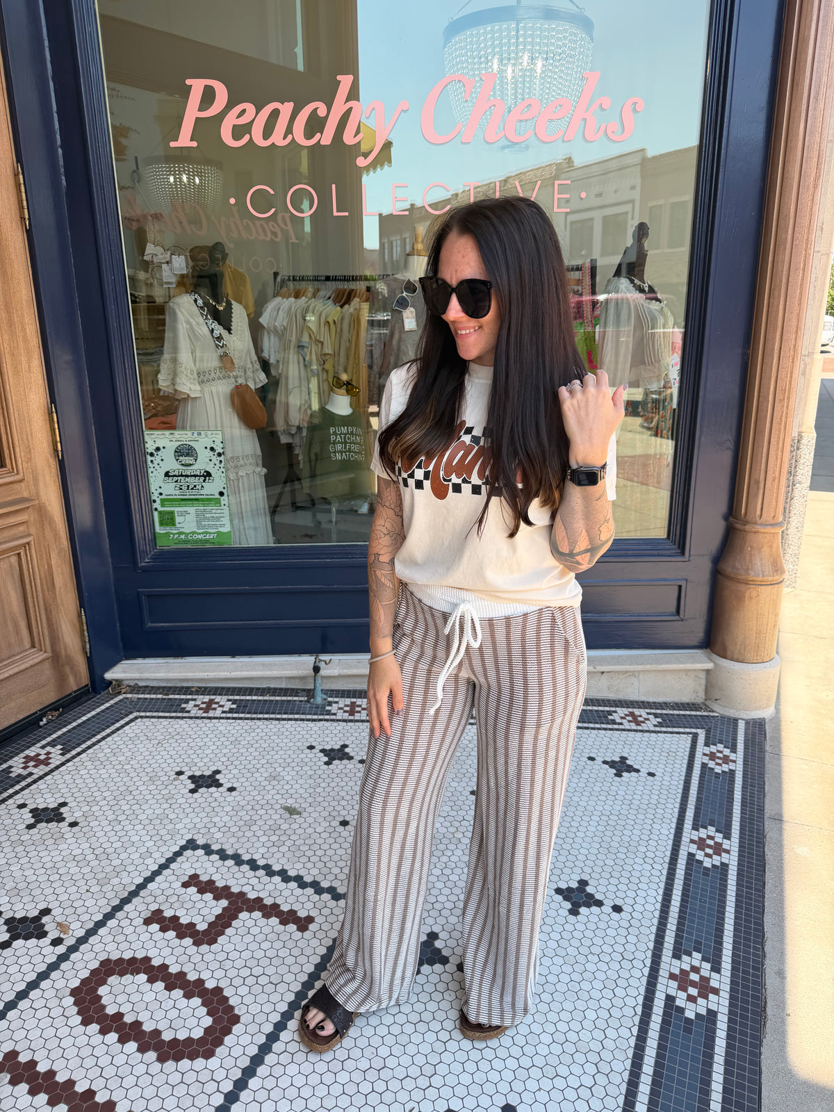 Airport Ribbed + Stripe Pants