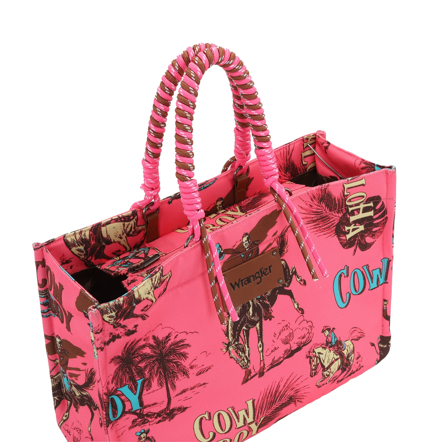 Hot Pink Aloha Cowboy Wrangler Canvas Tote RTS
