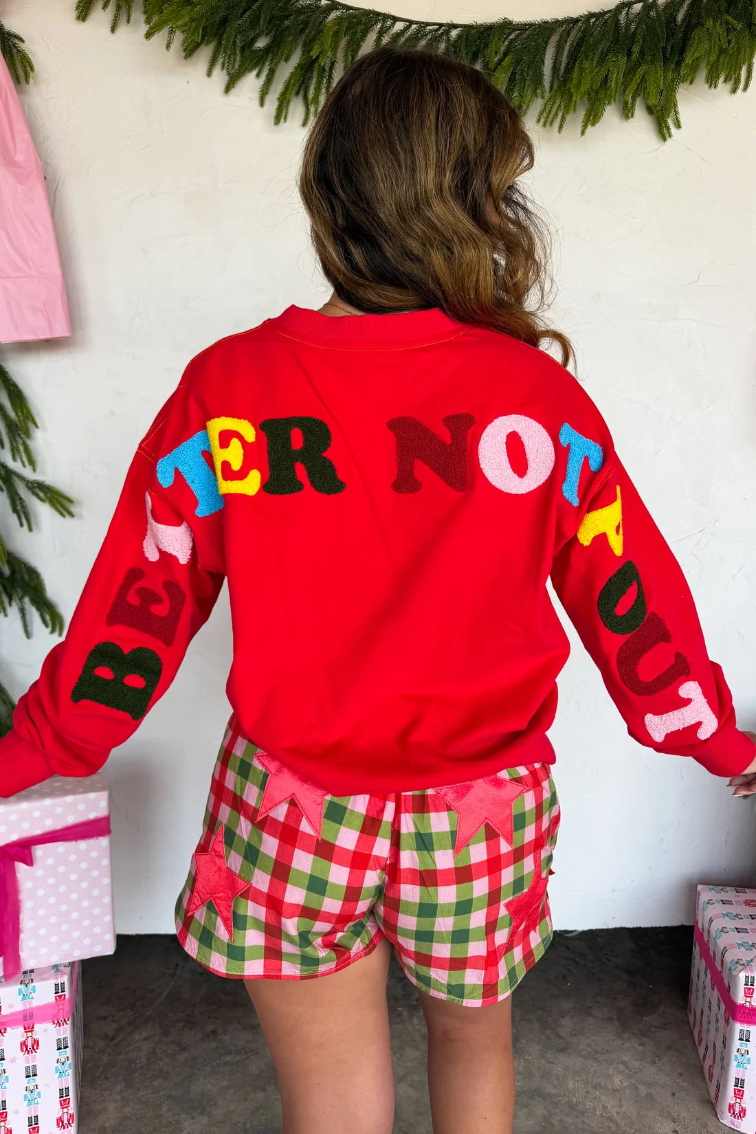Better Not Pout Red Oversized Crew PREO