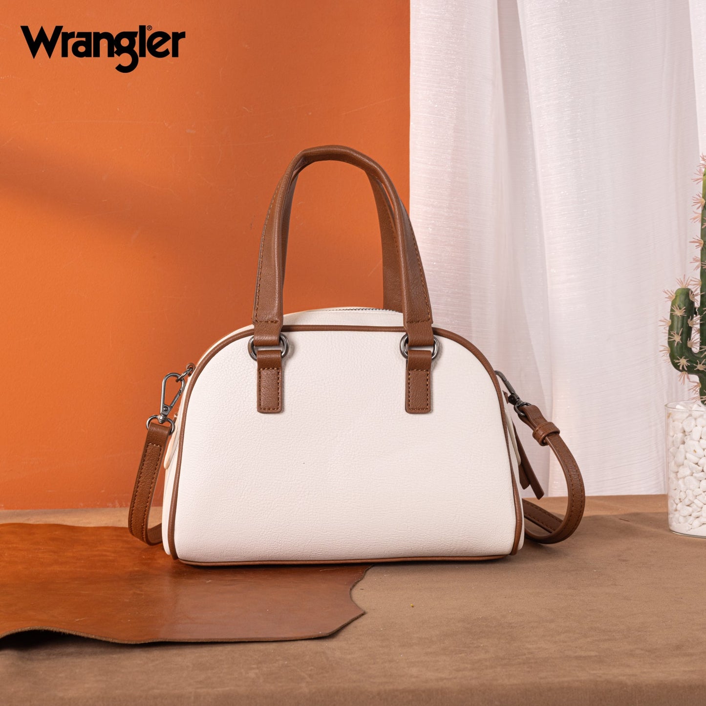 Wrangler Whipstitch Crossbody / Satchel - Cream