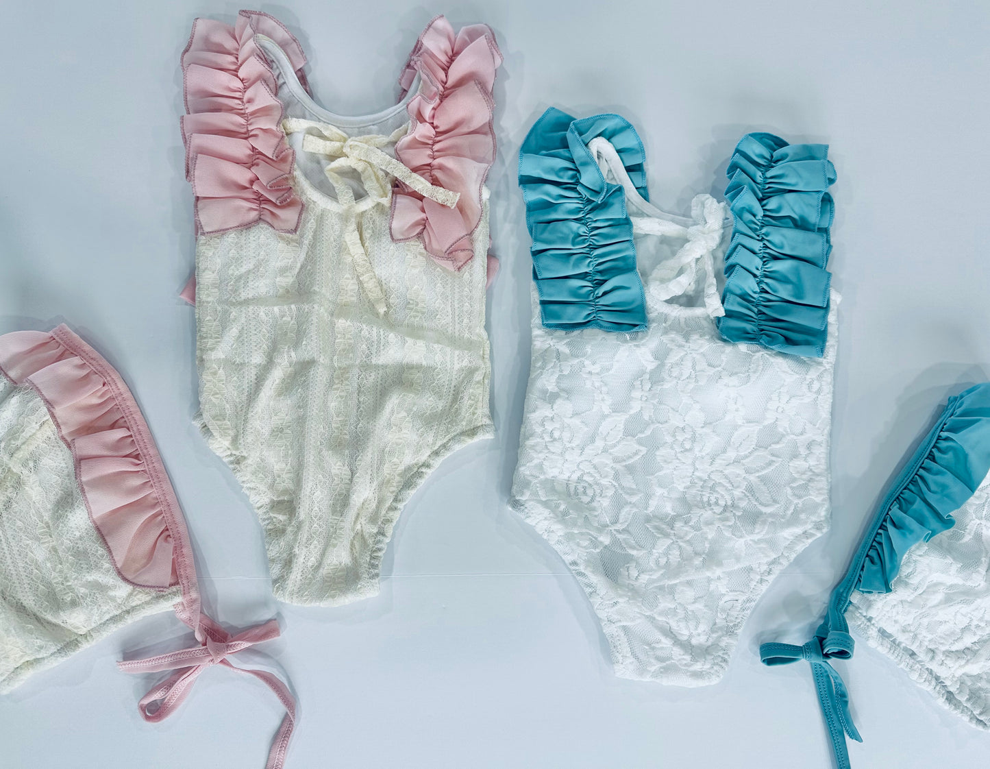 Mabel Vintage Lace Swimmie + Bonnet RTS!