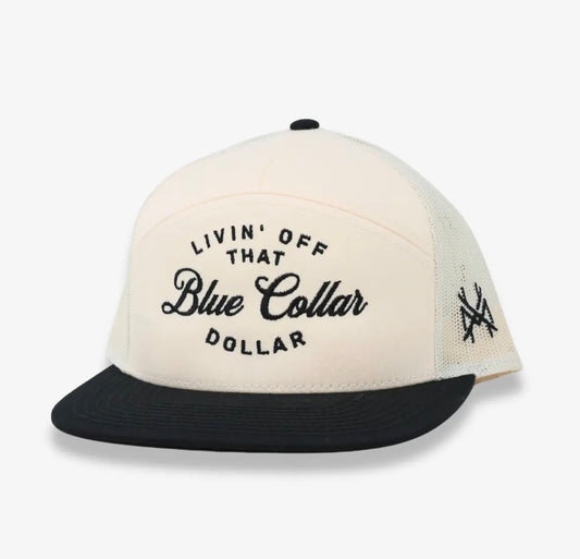 Blue Collar Dollar Hat 7 Panel Black/Natural