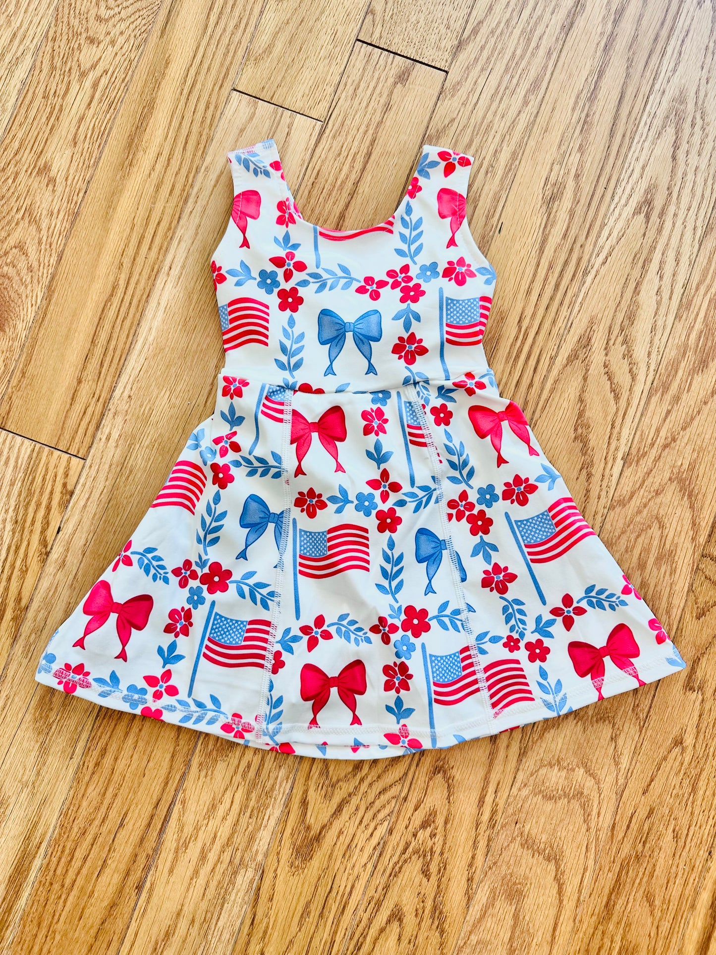 Girls Flower Coquette Patriotic Athletic Dress