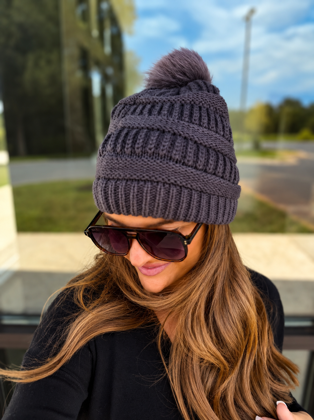 Pom Pom Knit Beanie