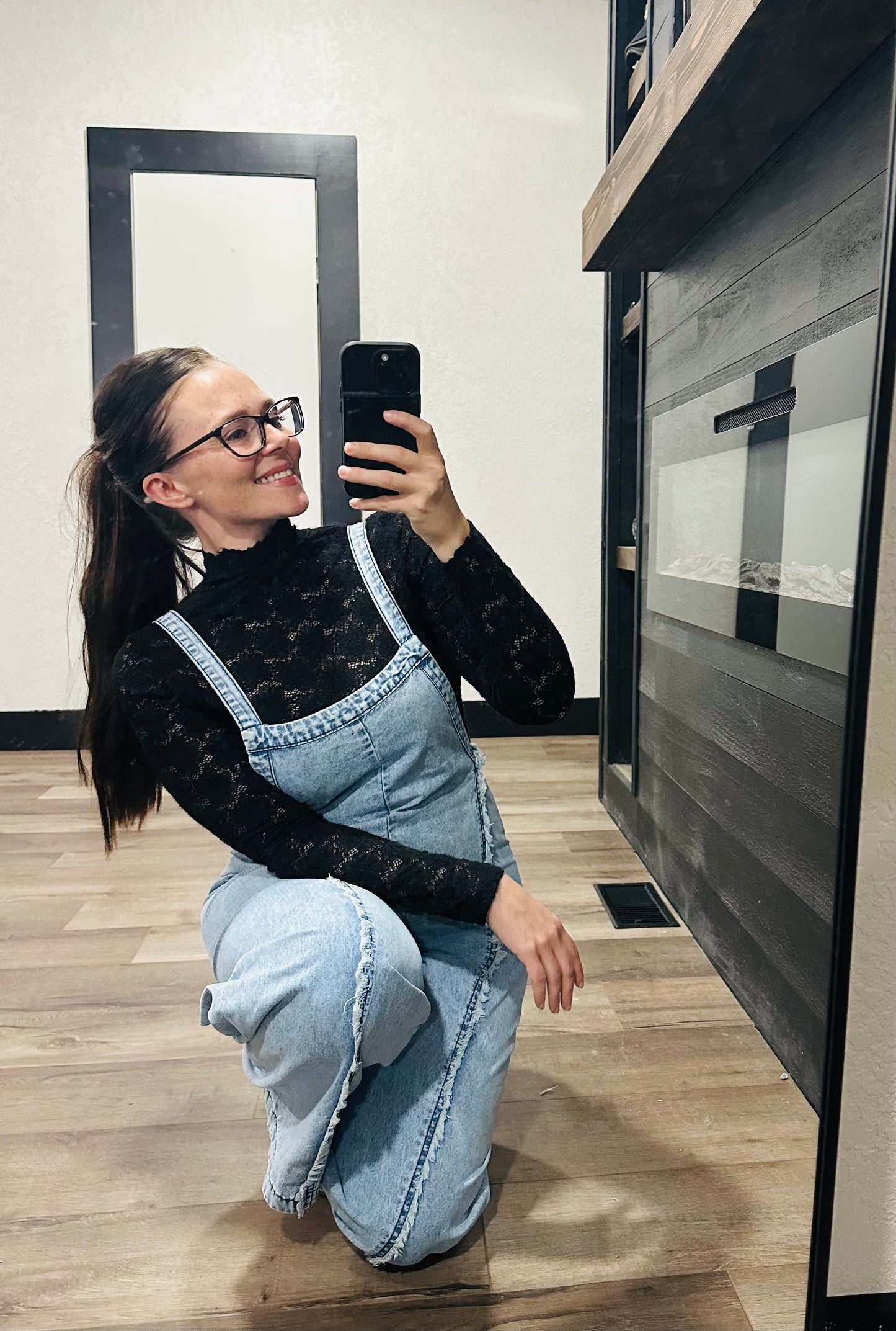 Somebody Else’s Problem Wide Leg Exposed Seam Denim Overalls