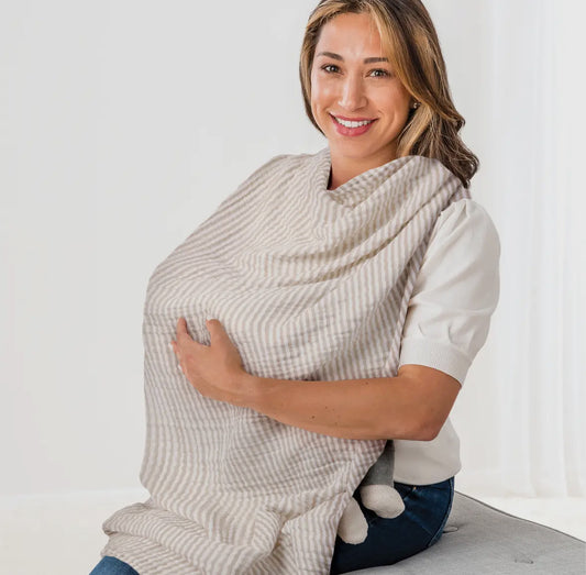 Itzy Ritzy Breastfeeding Boss / Swaddle - Neutral Stripes