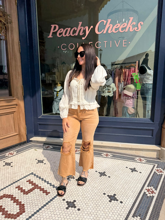 90'S Vintage Super High-Rise Crop Flares