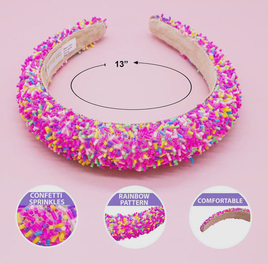 Hot Pink Padded Sprinkles Headband