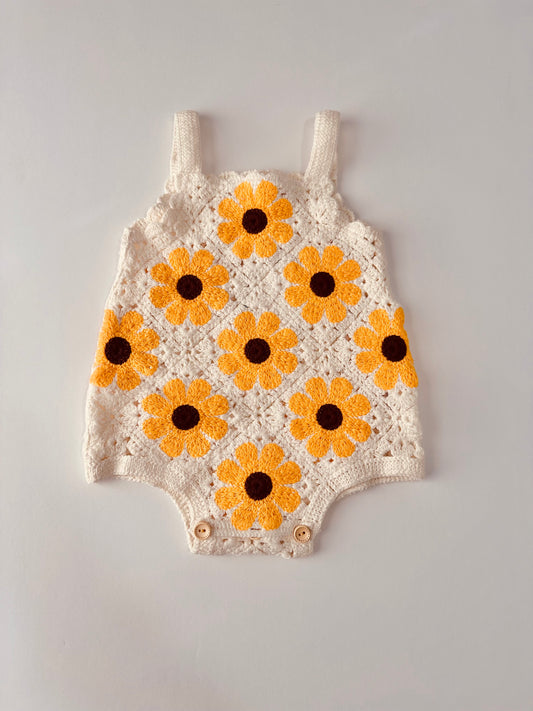 Sunflower Crochet Onesie RTS