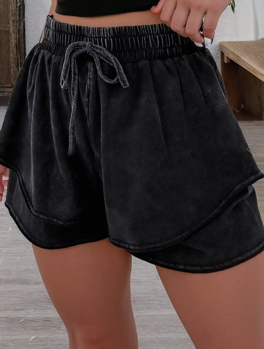Tulip Hem Mineral Wash French Terry High Waist Shorts RTS