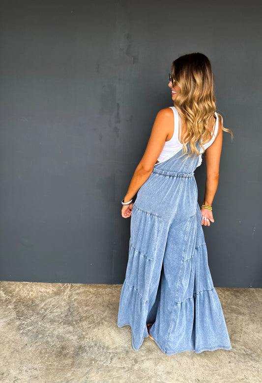 Sunshine Lace Boho Denim Overall PRE