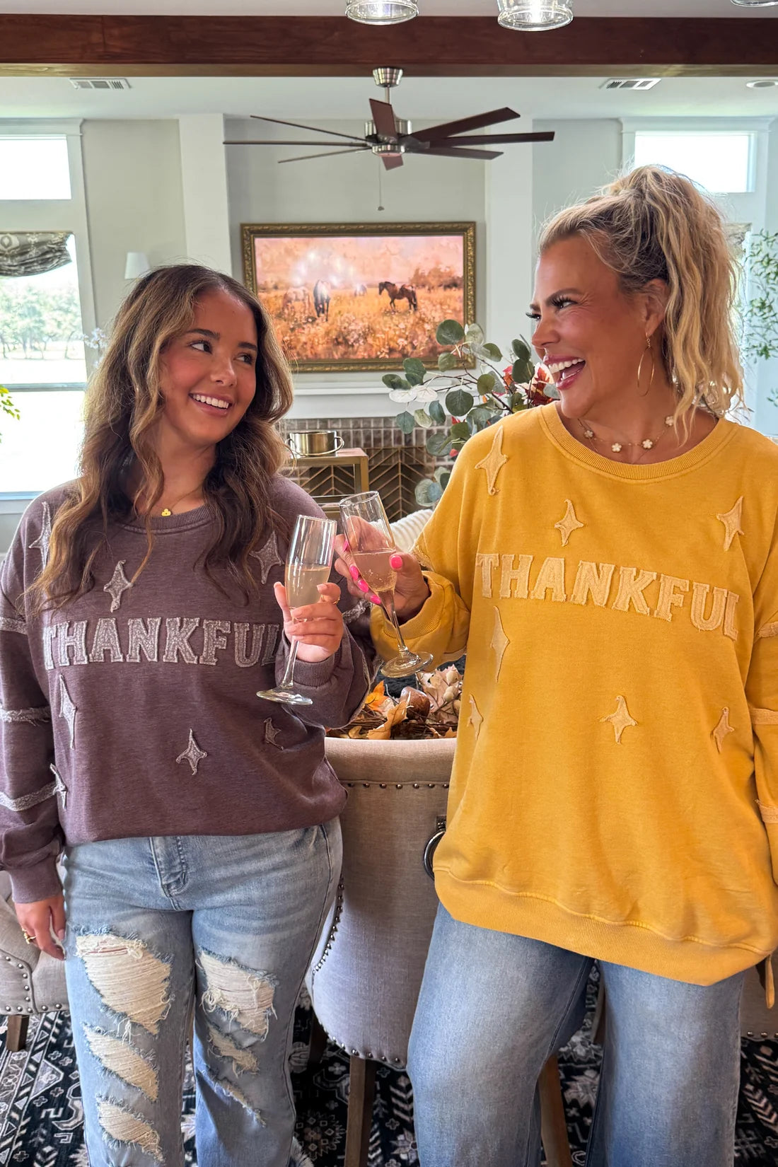 Vintage Washed Thankful Patched Unique Crew PREO