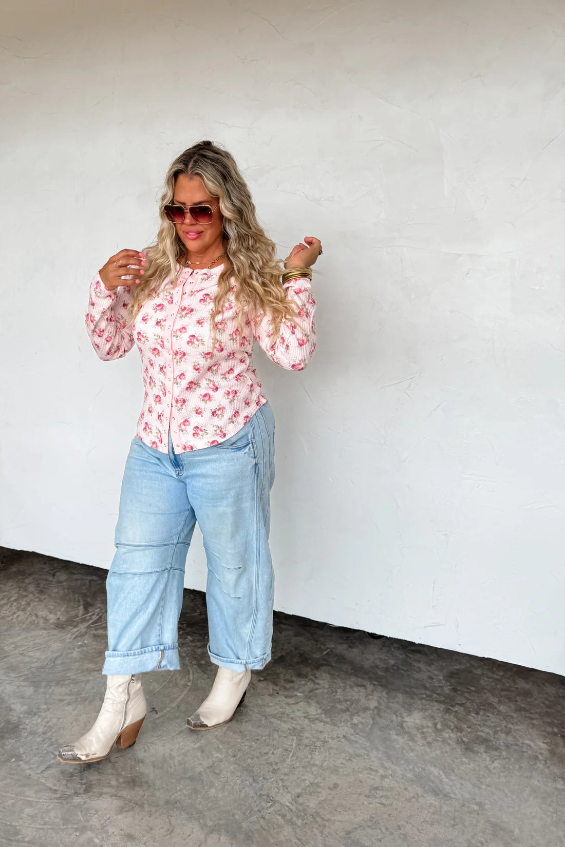 Willa Waffle Snap Button Top PreO