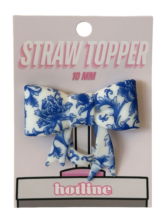 Blue Chinoiserie Straw Topper RTS