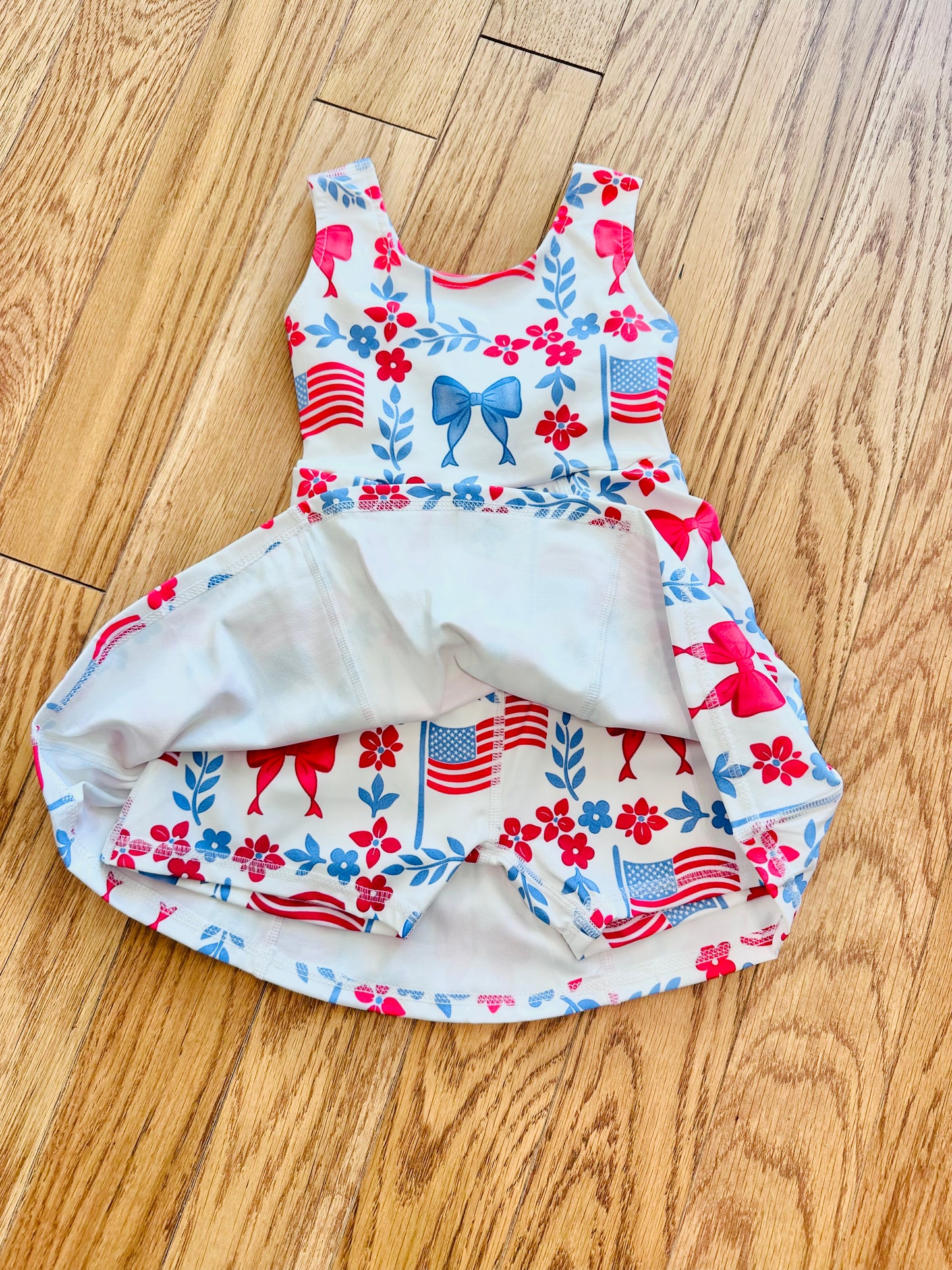 Girls Flower Coquette Patriotic Athletic Dress