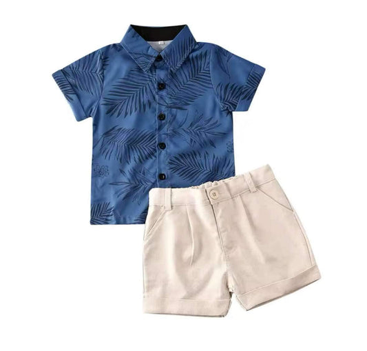 Blue Hawaiian + Khaki Short Set