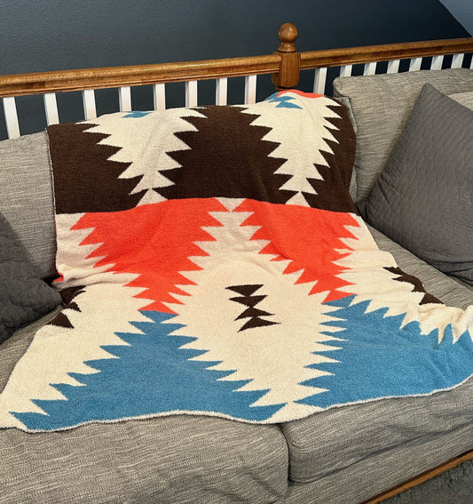 Western Reversible Throw Blanket - Aztec