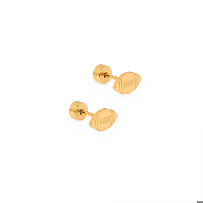 Gold Football Stud Earrings Screwback