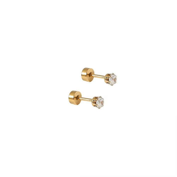 Micro Helen Gold Flatback Stud Earrings
