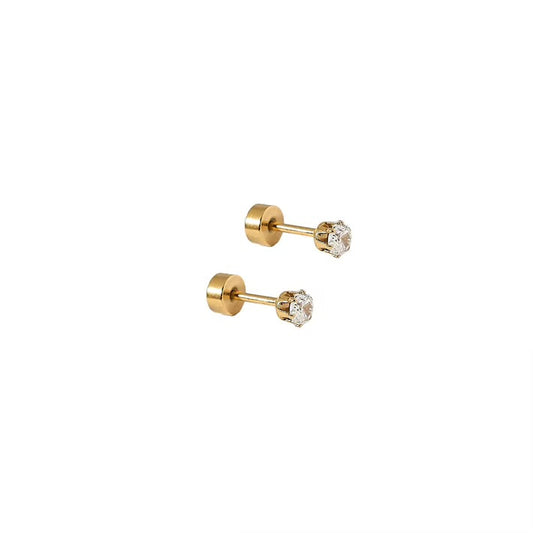 Micro Helen Gold Flatback Stud Earrings