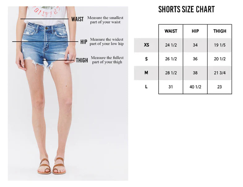 High Rise Raw Hem Mica Short
