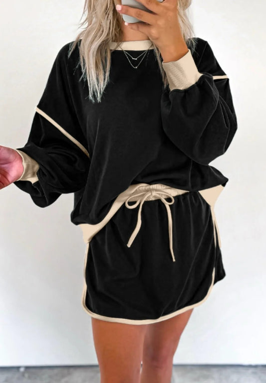 Varsity Lined Slouchy Skort Set RTS