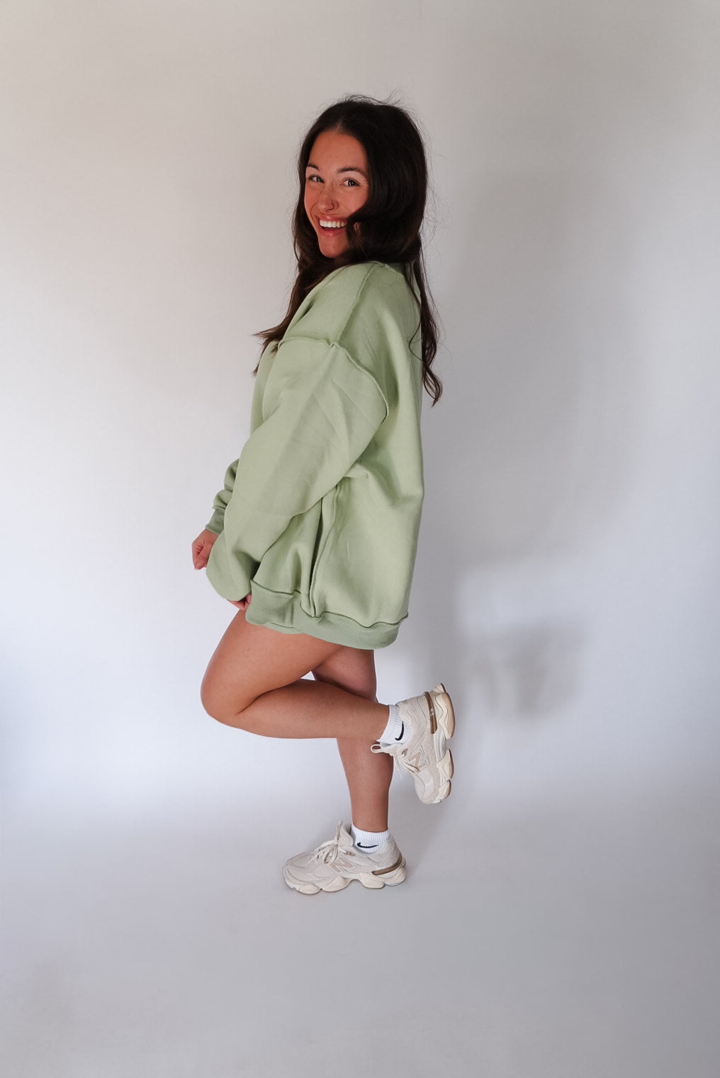 Sage Solid Reversible Mock Neck Sweatshirt Top