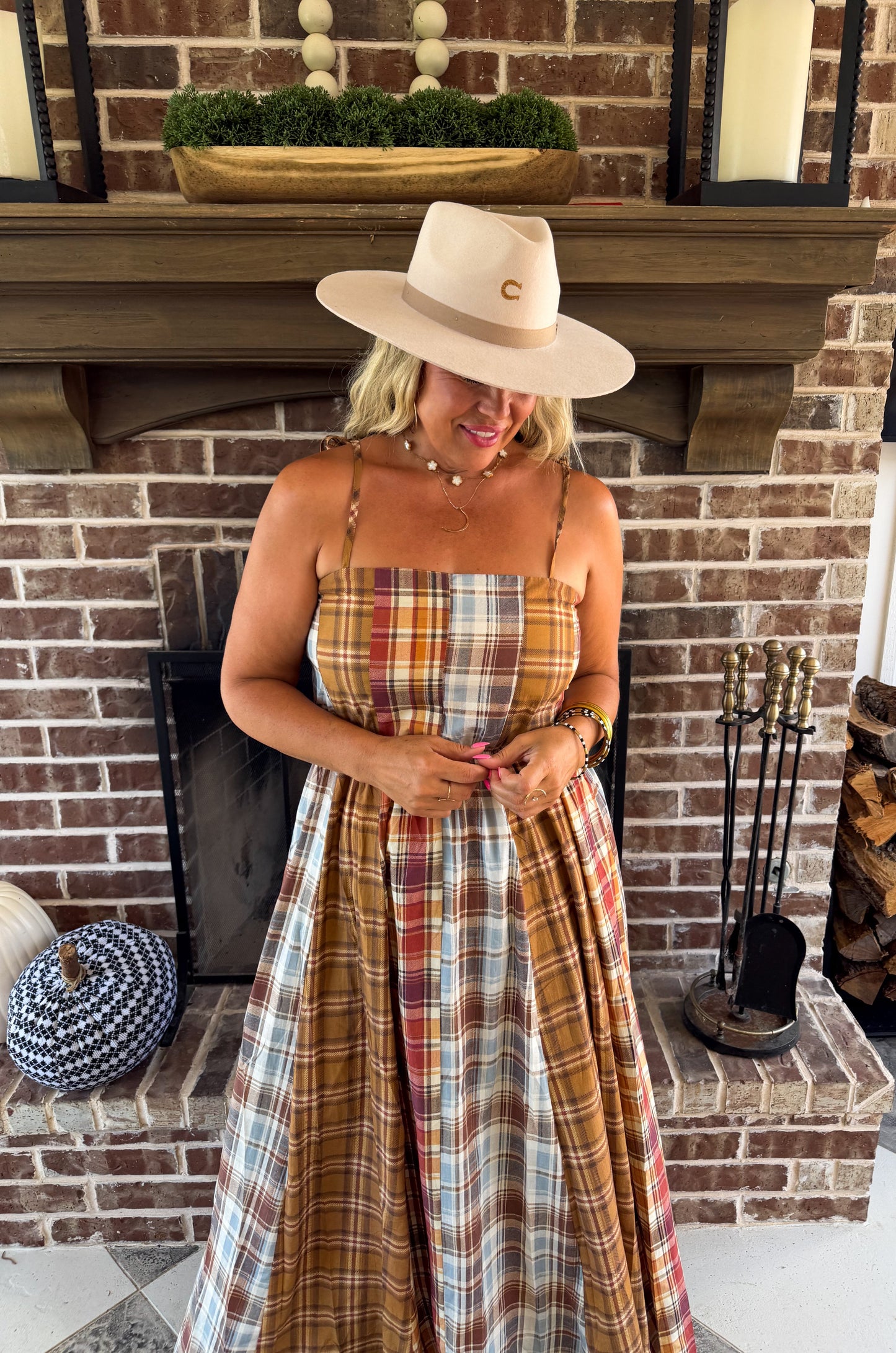 Creeklynn Plaid Maxi Dress PREO