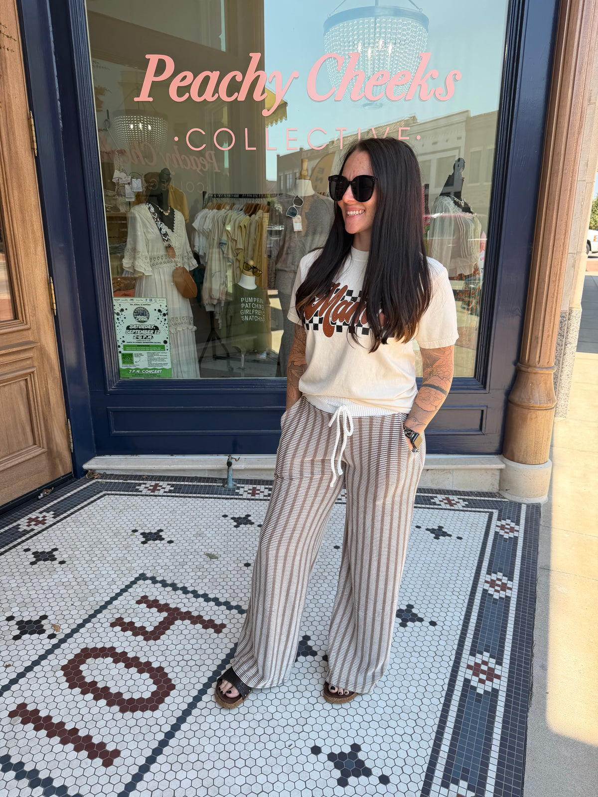Airport Ribbed + Stripe Pants