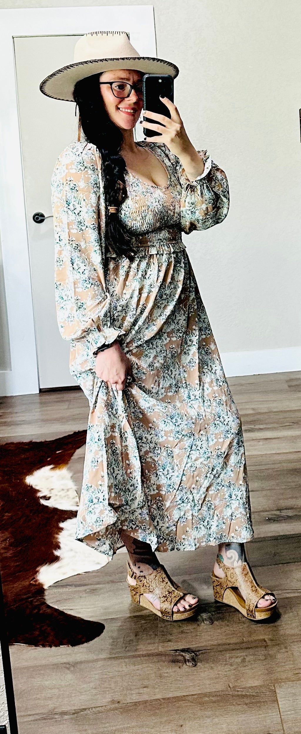 Maple Grove Smocked Long Sleeve Dress RTS