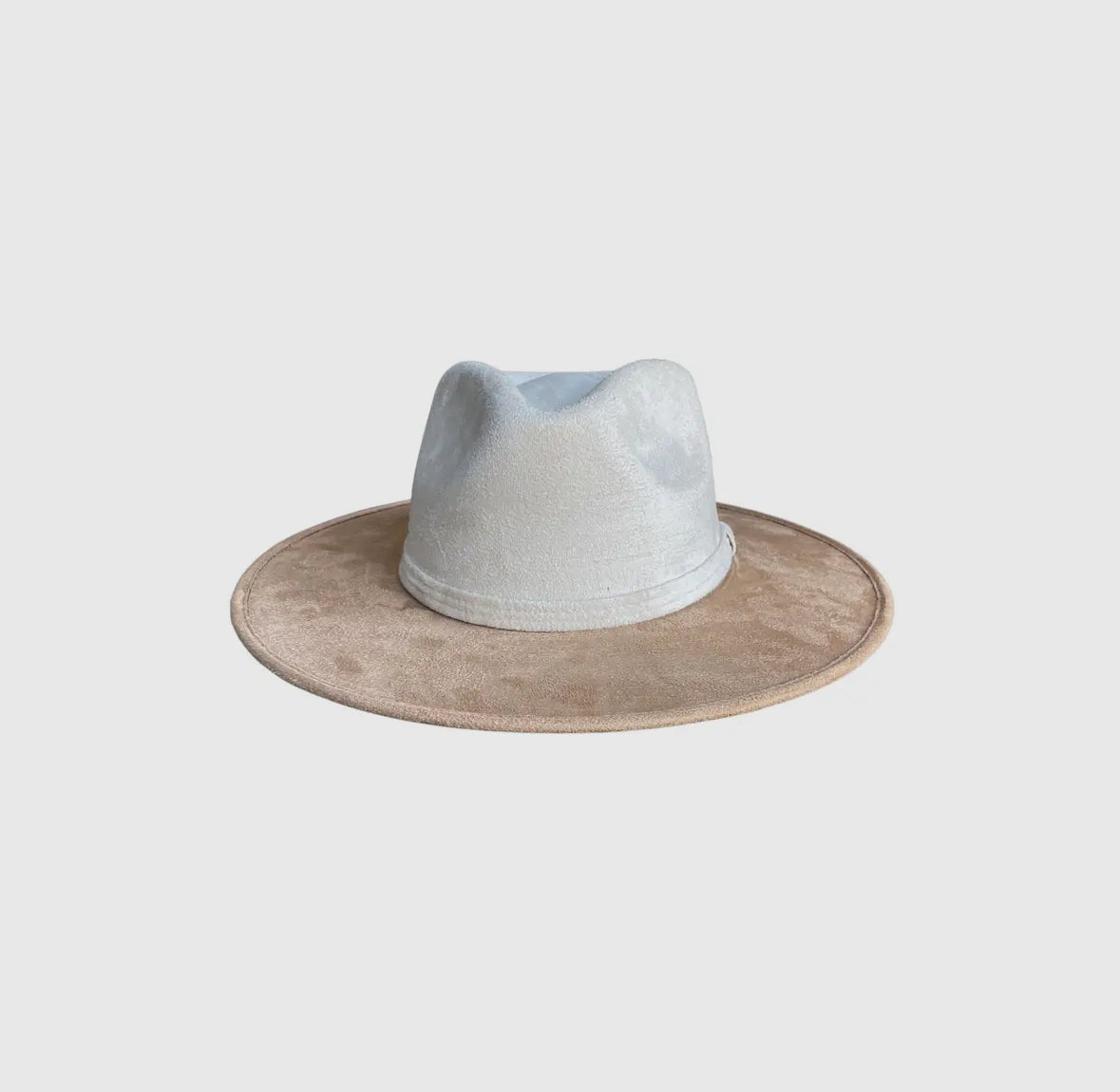 Wild Peach Suede Bi-Color Rancher Tan Wide Brim + Ivory Cap