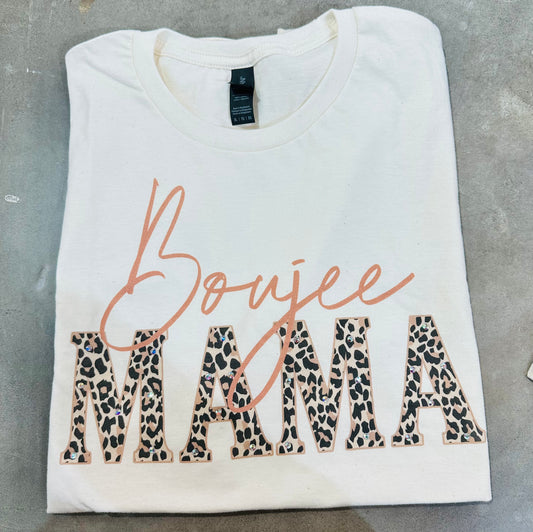 BLING TEE Leopard Boujee Mama RTS