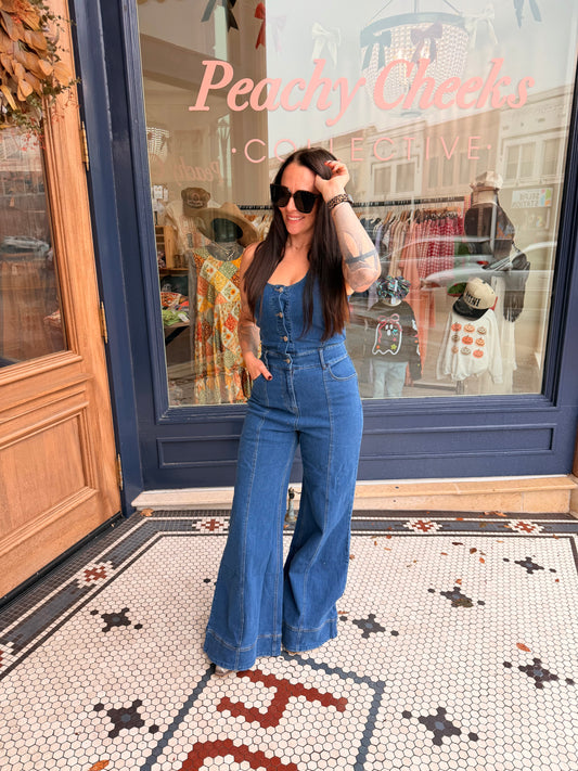Shameless Wide Leg Denim Jumpsuit