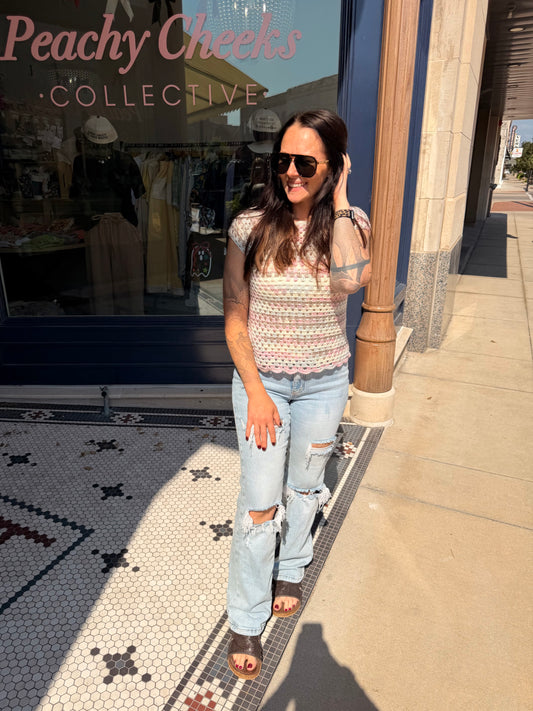 Pretty Perfect Cap Sleeve Scallop Hem Top