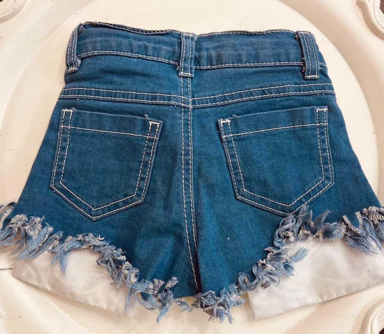 FOJ Frayed Patriotic Denim Shorts