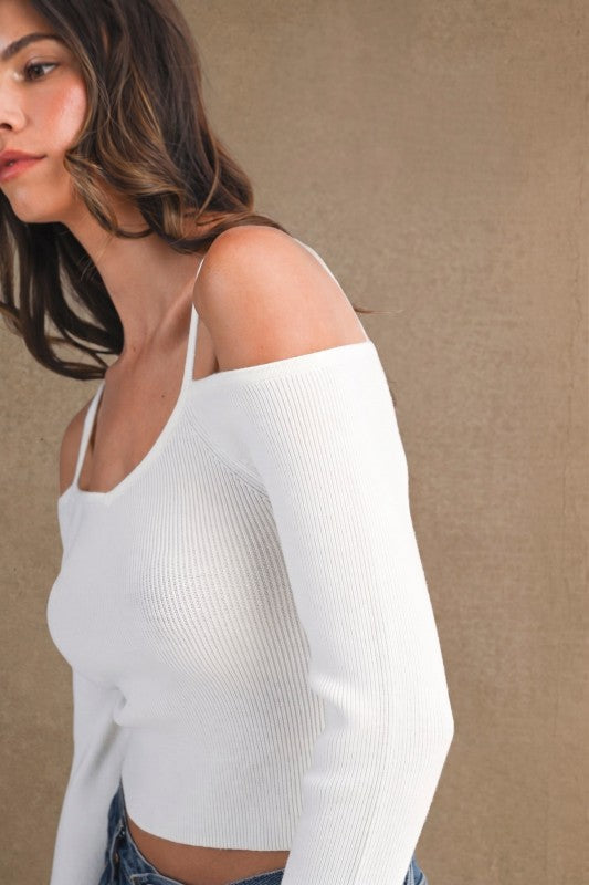 (Baby It’s) Cold Shoulder Rib Knit Sweater