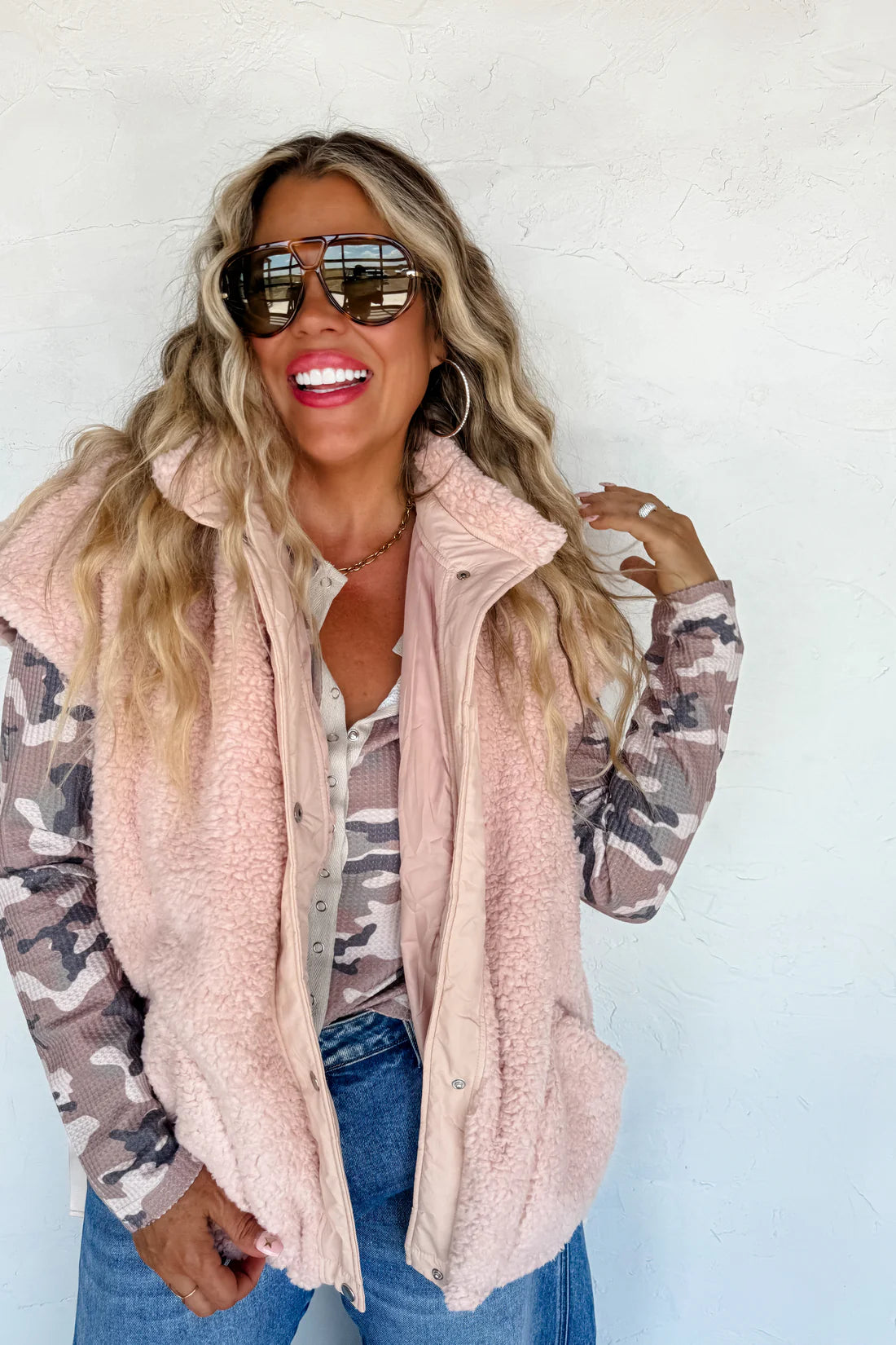 Willa Waffle Snap Button Top PreO