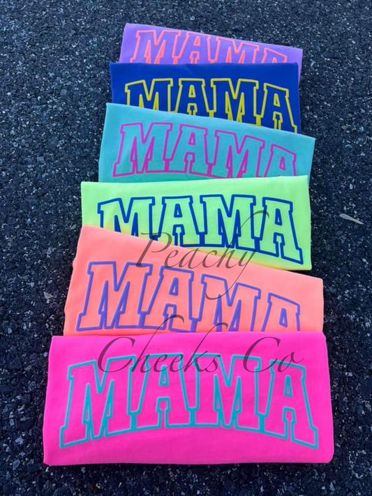 Summer NEON Mama Puff Print on Comfort Colors