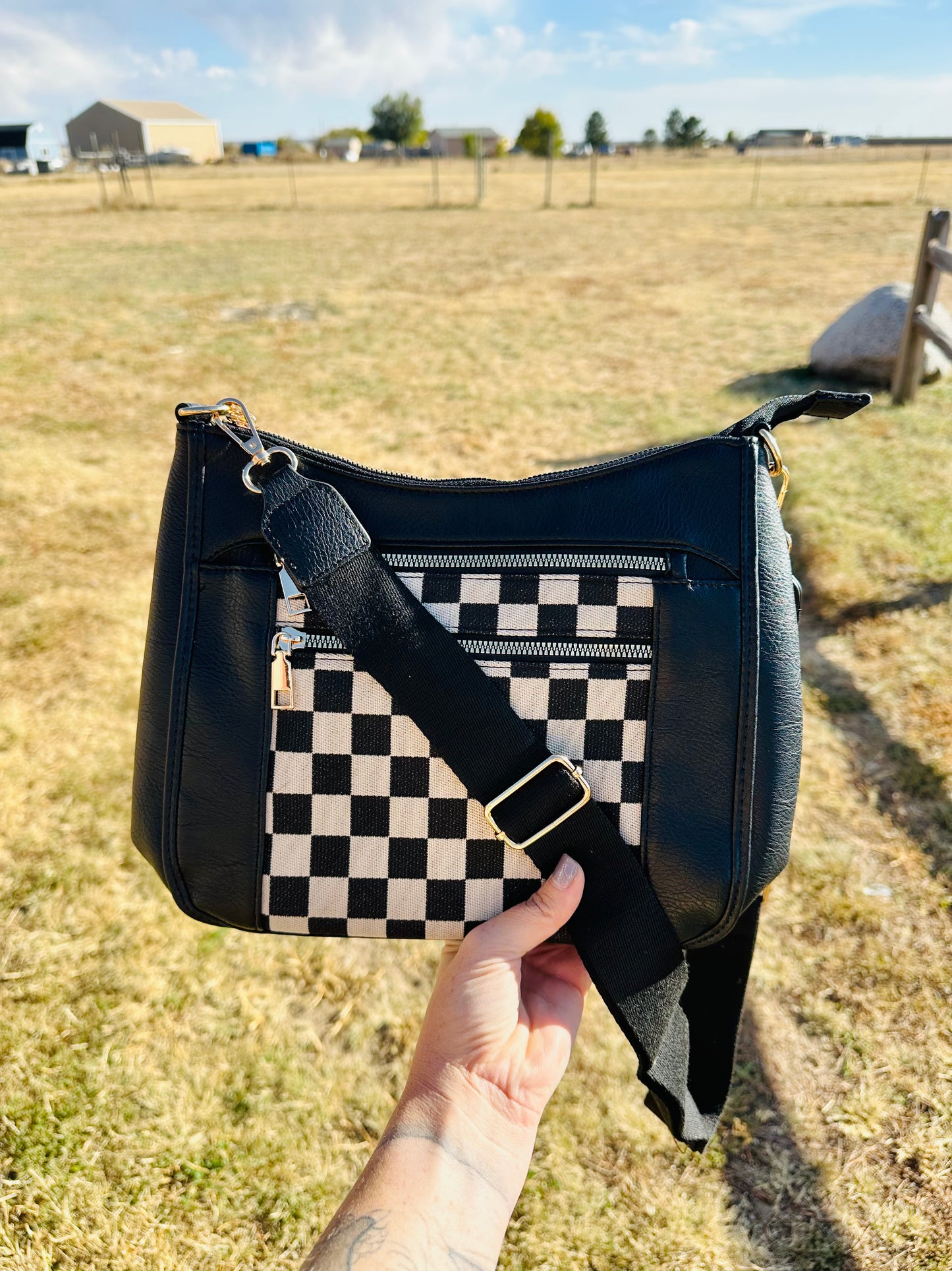 Checkered Crossbody Purse RTS