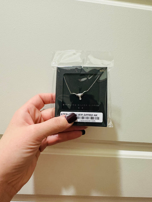 Sterling + Cubic Z Longhorn Necklace