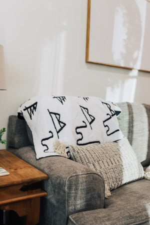 Western Reversible Throw Blanket- Black and White Brands