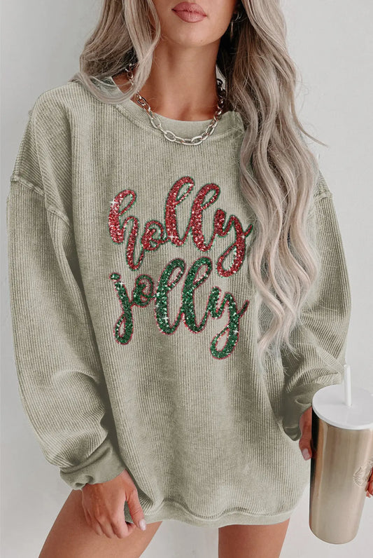Holly Jolly Corded Sequin Crew RTS