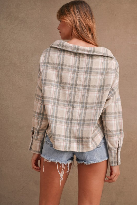 Light Taupe Front Twist Flannel
