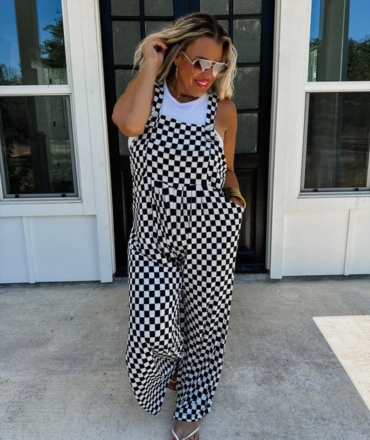 Checkered Wide Leg Boho Overall RTS