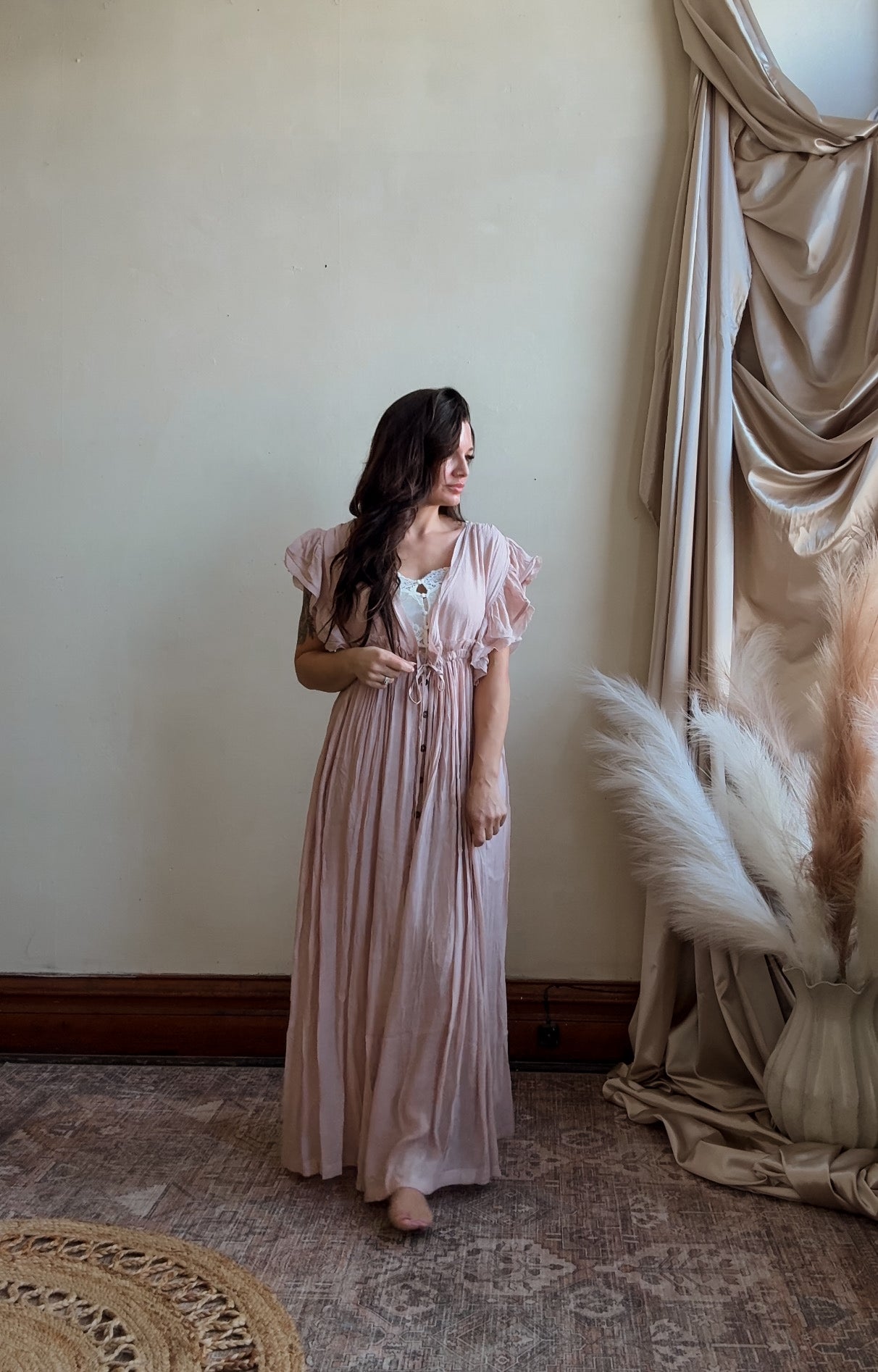Abby V-Neckline Ruffle Maxi Dress