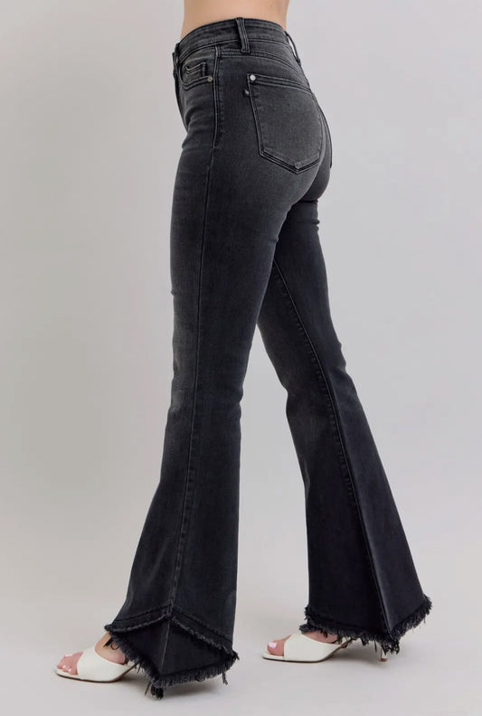 Judy Blue Stone Washed Black Tulip Flares RTS