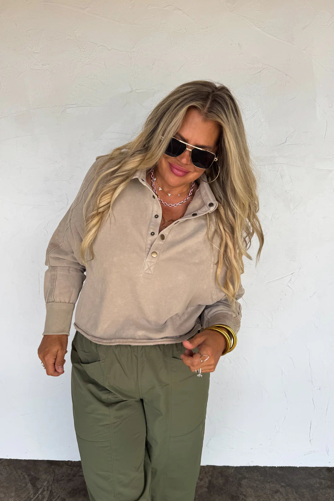 Vintage Wash Raw Hem Collared Crew RTS
