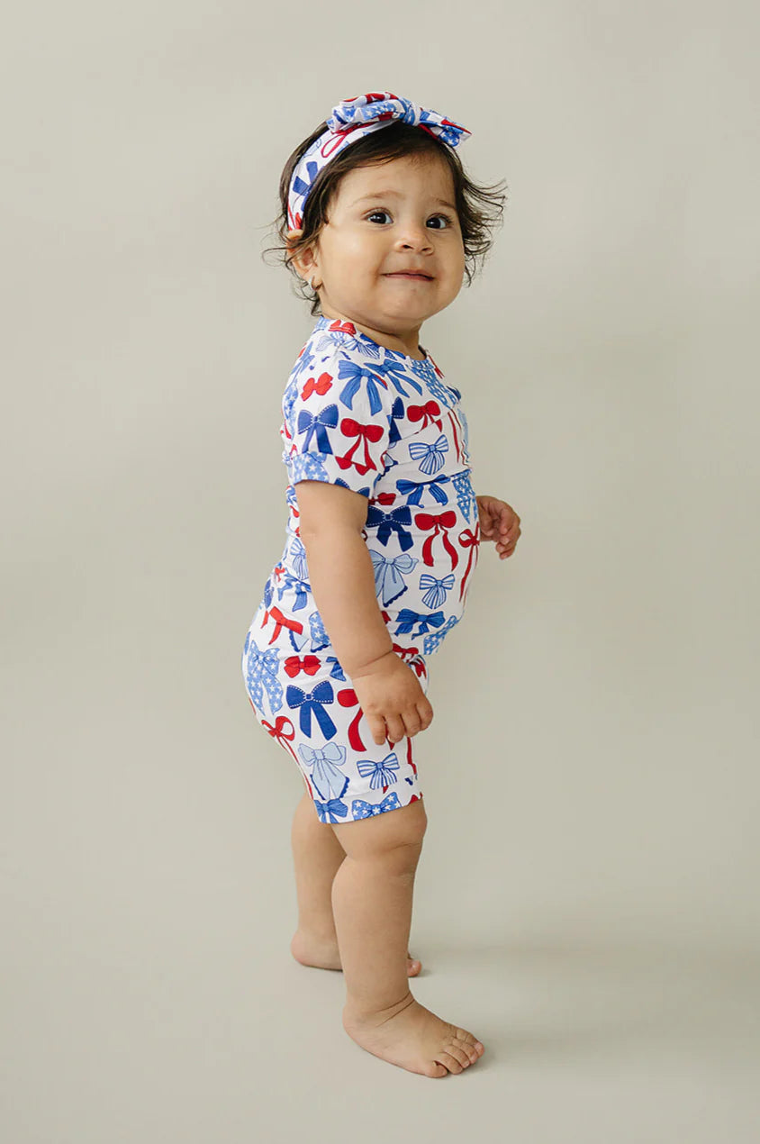 Bamboo 2-pc Short Set Red, White, & Bows