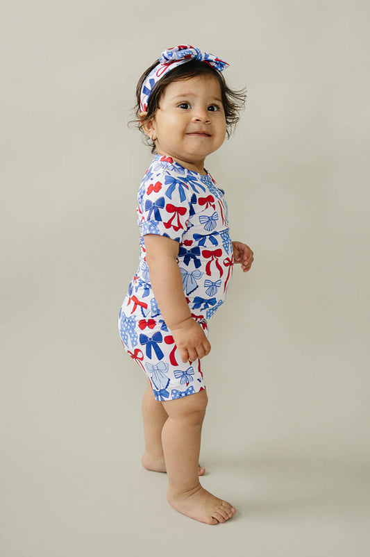 Bamboo 2-pc Short Set Red, White, & Bows